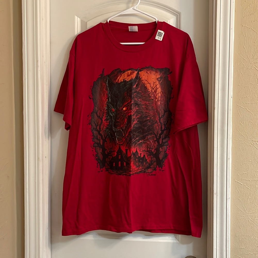 ⏳♻️ New Cranberry Red Black Wolf ZLANCE1993 Graphic Tee Shirt Mens